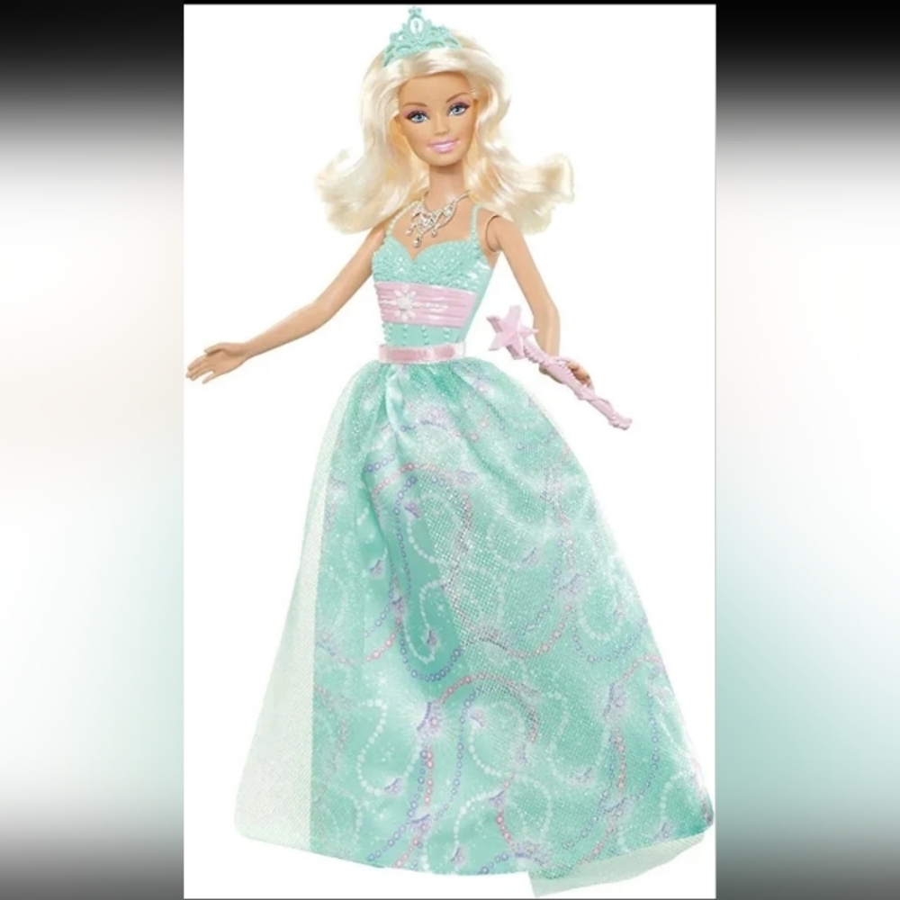 Mattel Barbie Princess Barbie Green Dress Doll - NIB
